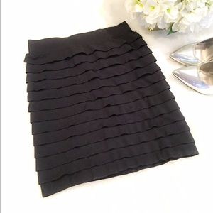 Ruffled Black Stretchy Mini Skirt